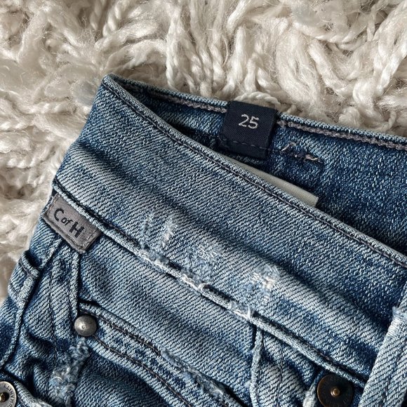 Citizens of Humanity High Rise Skinny Rocket Crop Blue Distressed Jeans Size 25 - Picture 5 of 6